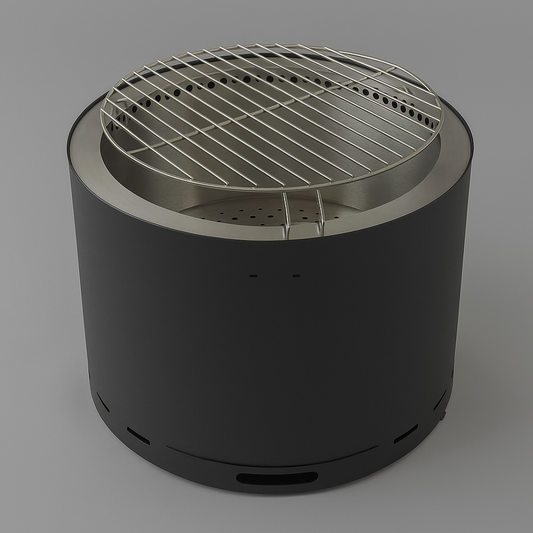 Brasero sin humo - Fogón - Negro - Acero inoxidable 50 cm + Parrilla