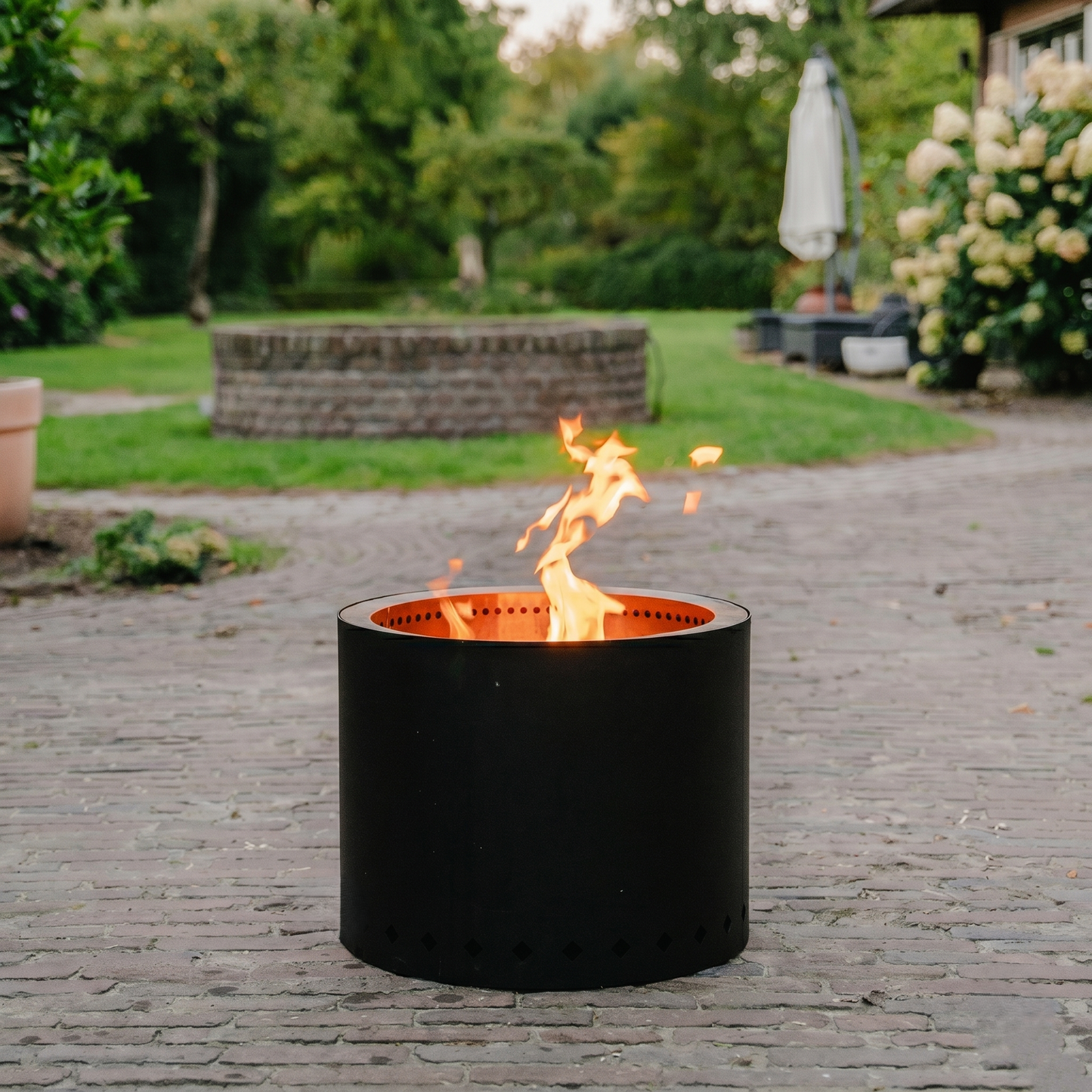 Brasero sin humo - Fogón - Negro - Acero inoxidable 50 cm + Parrilla