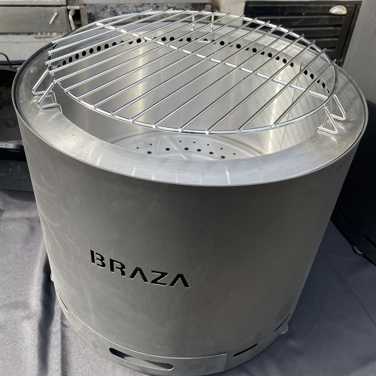 Brasero sin humo 50 cm- Fogón - Negro - Acero inoxidable + Parrilla