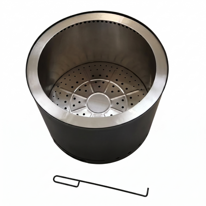 Brasero sin humo 50 cm- Fogón - Negro - Acero inoxidable + Parrilla
