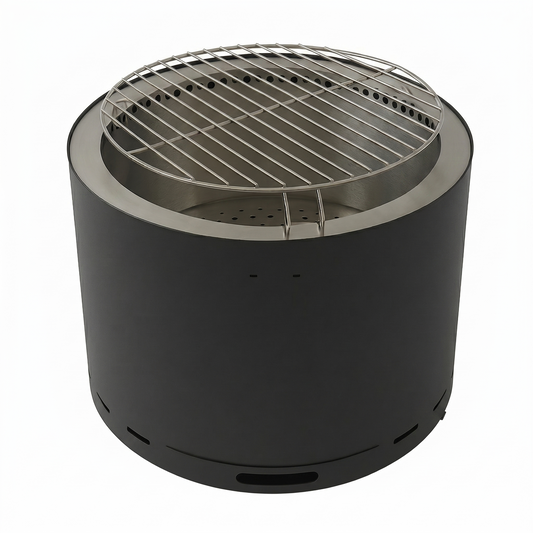 Brasero sin humo - Fogón - Negro - Acero inoxidable 50 cm + Parrilla