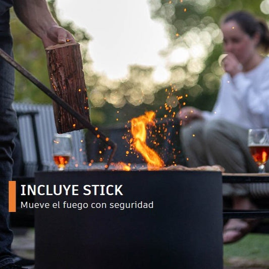 Brasero sin humo - Fogón - Negro - Acero inoxidable 50 cm + Parrilla